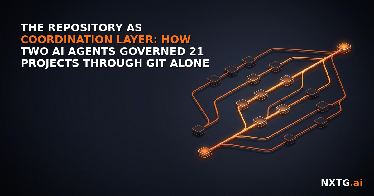 The Repository as Coordination Layer: How Two AI Agents Governed 21 Projects Through Git Alone